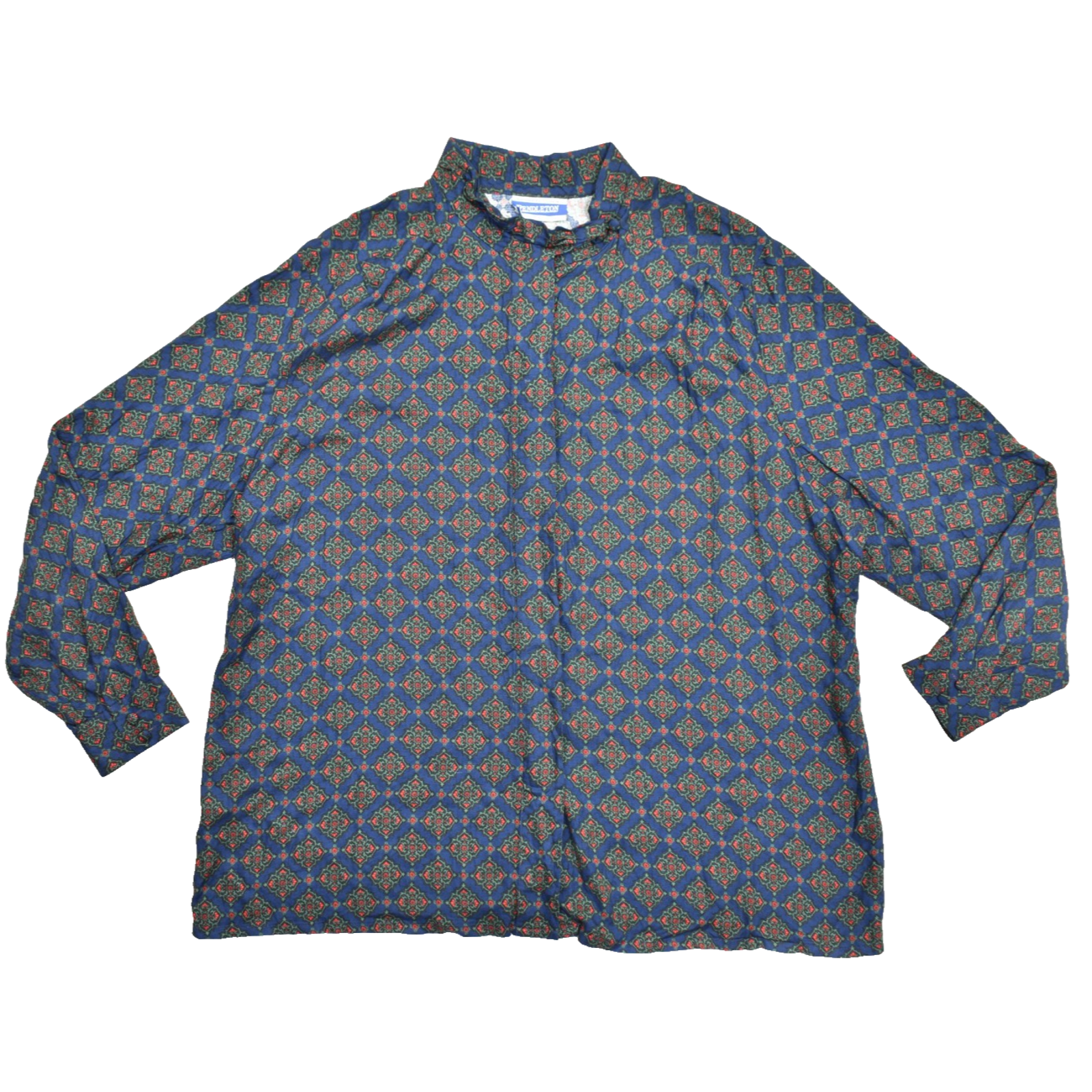 Pendleton Plus Women's Size 24w Blue Rayon Medallion Print Mock Neck Long Sleeve